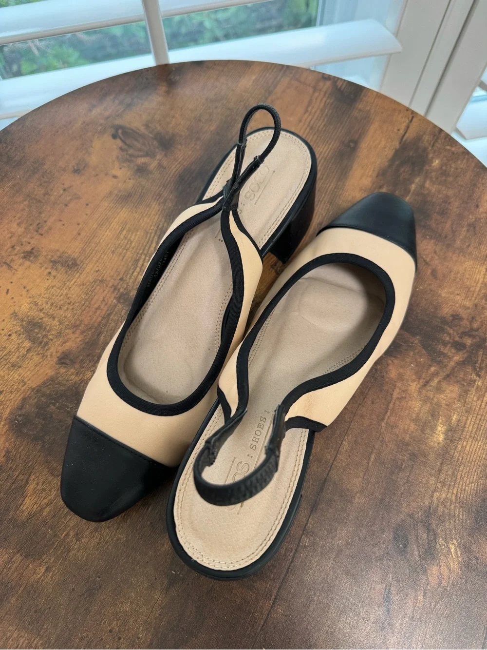 ASOS Beige and Black Slingback Flats
